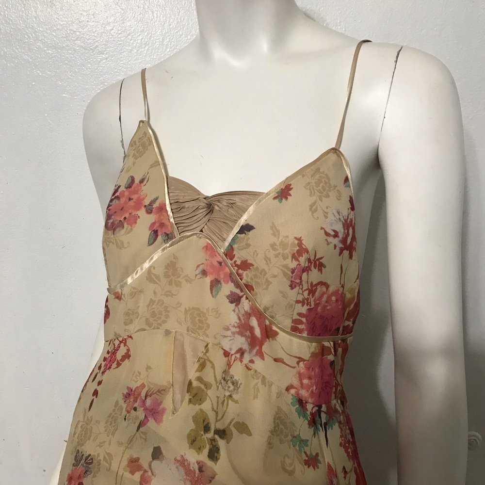 Lapis Silk Floral Midi Dress - Cream and Pink